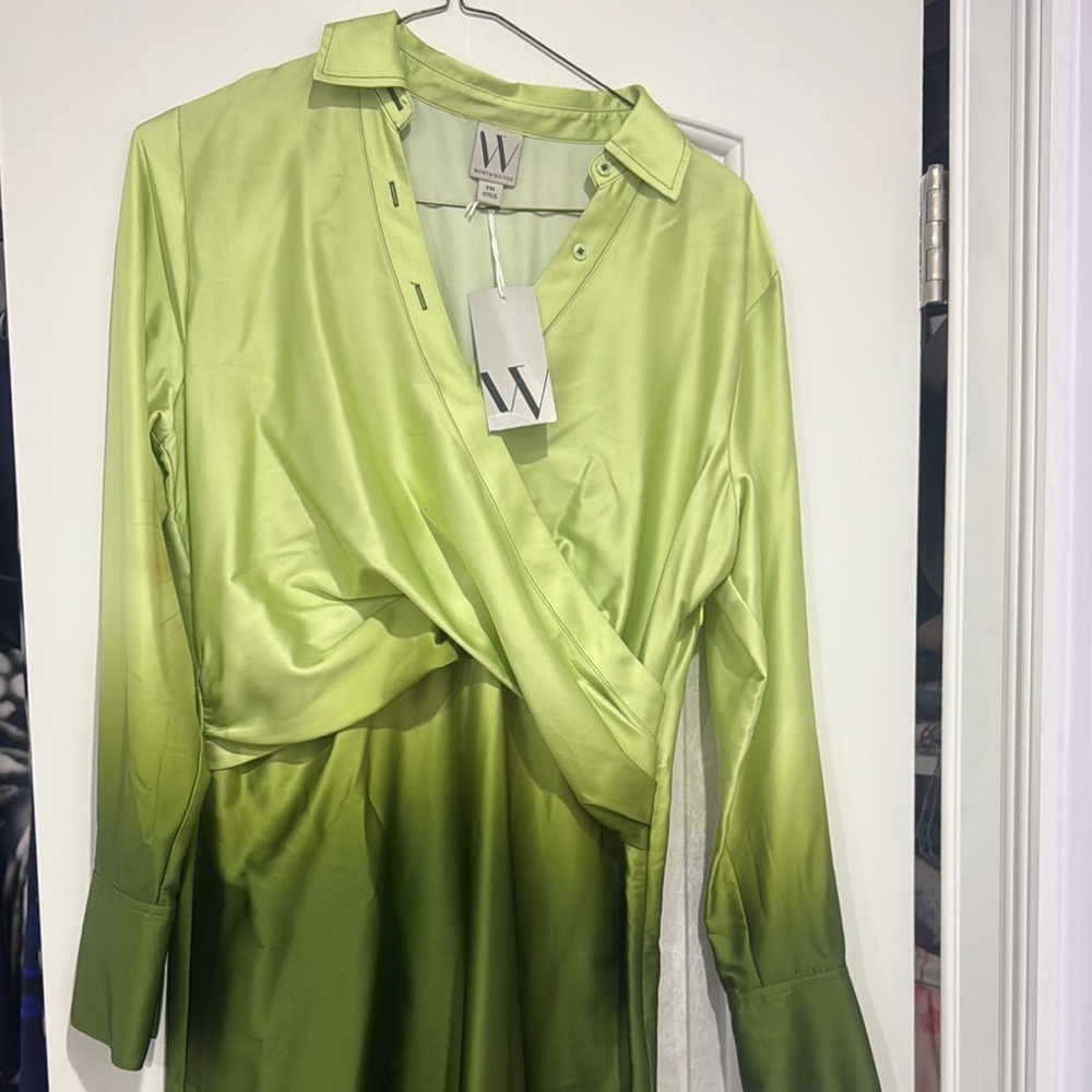 Worthington Green Ombre Wrap Dress